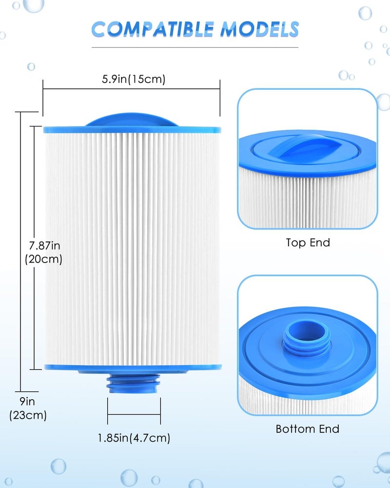 PACETAP 1 1/2" SAE Thread Screw in Spa Hot Tub Filter Replacement 2 Pack Compatible with Pleatco PWW50P3, for Unicel 6CH-940, for Filbur FC-0359, for Waterways 817-0050, for Viking spa Filter - Image 3